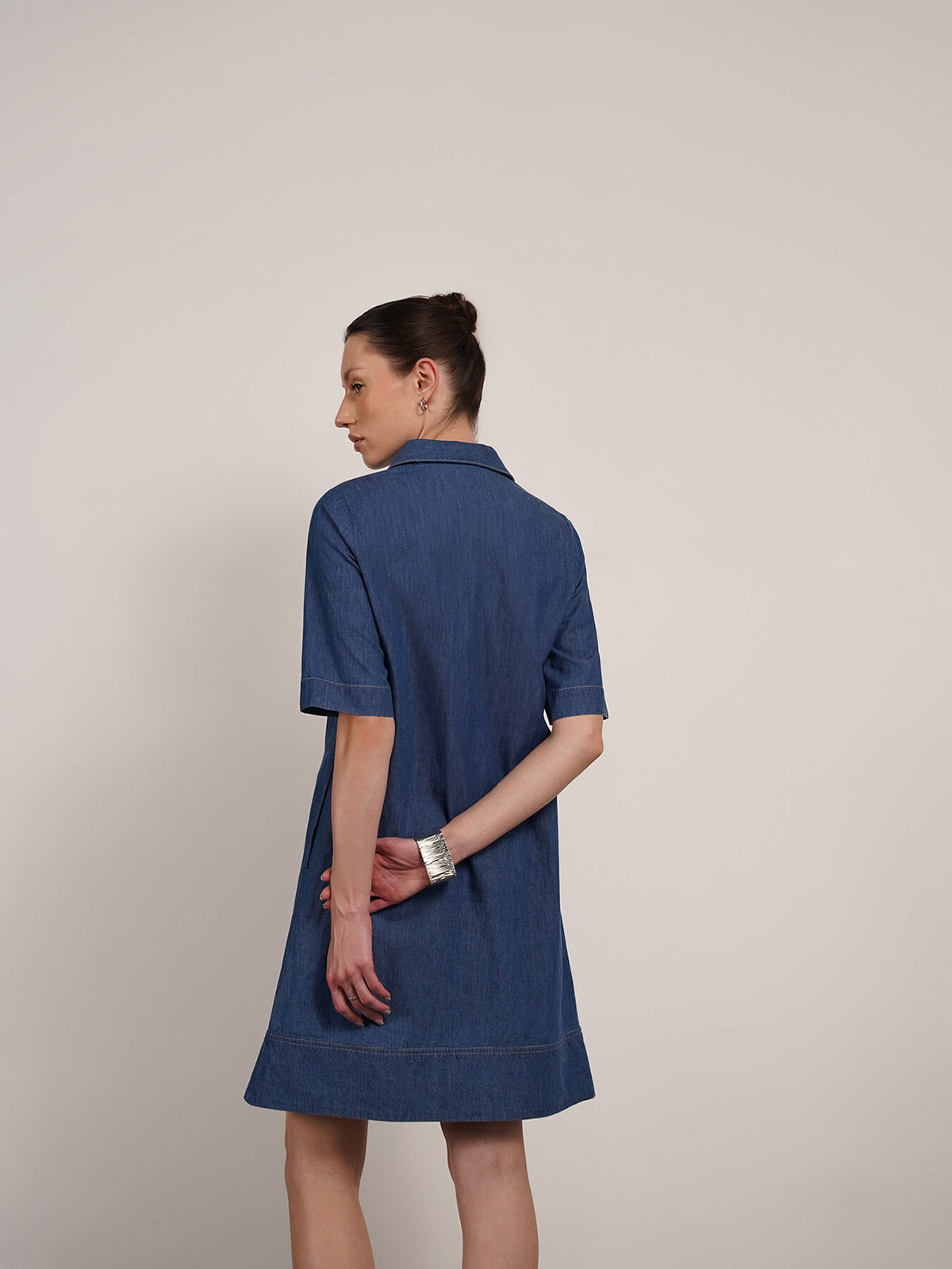 Denim A-line Dress - Blue