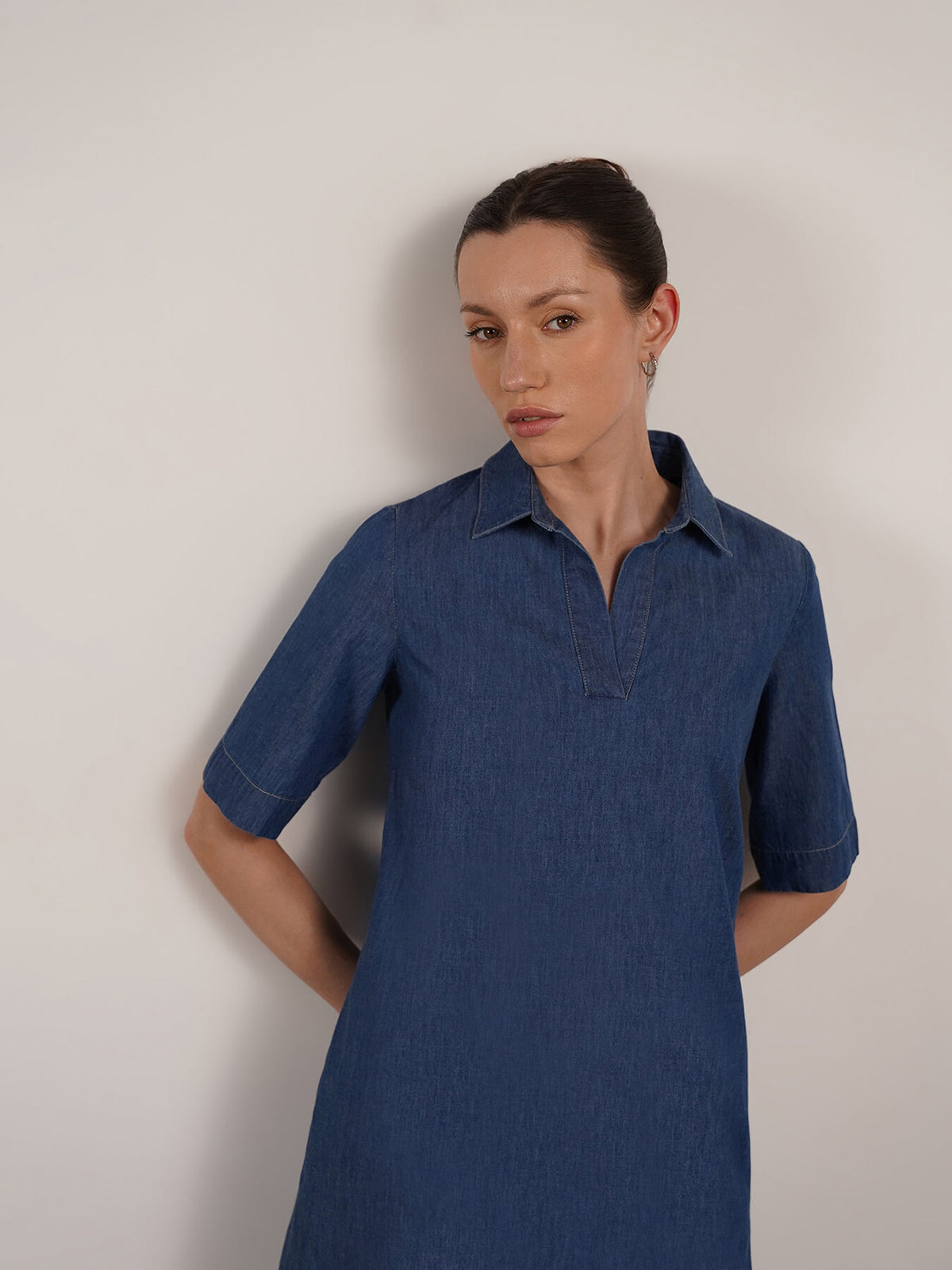 Denim A-line Dress - Blue