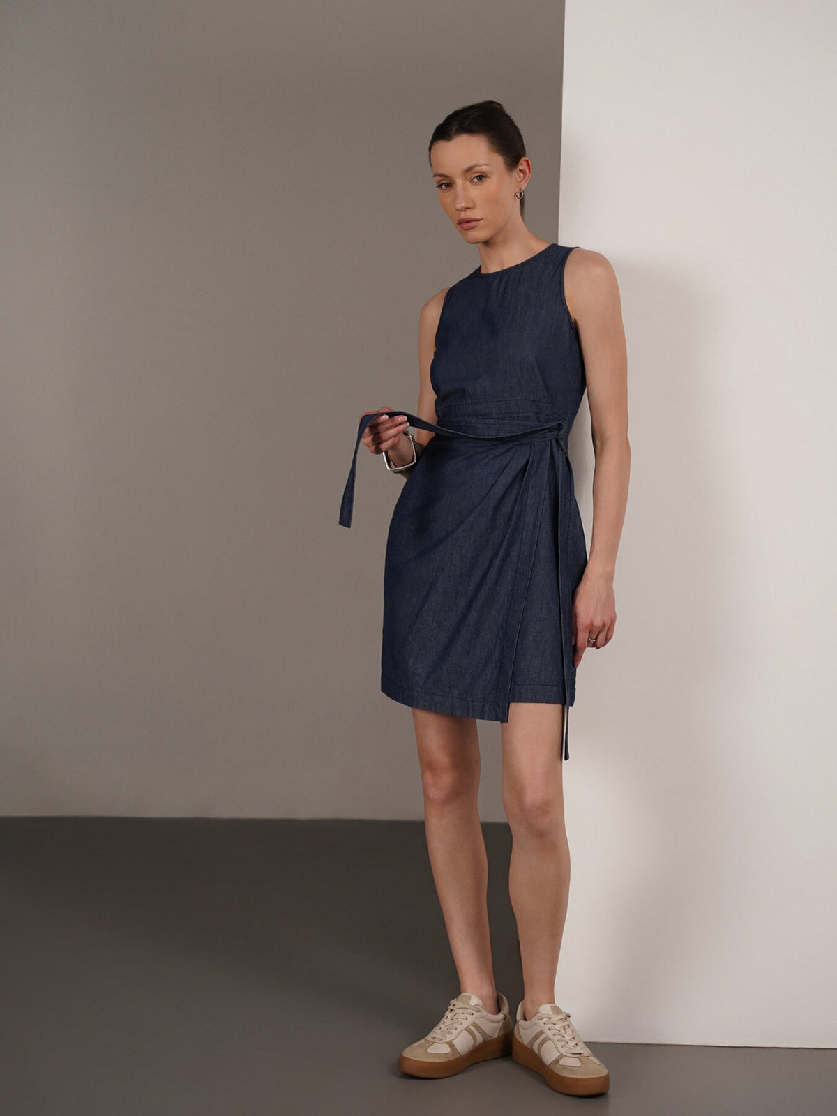 Denim Shift Dress - Navy Blue