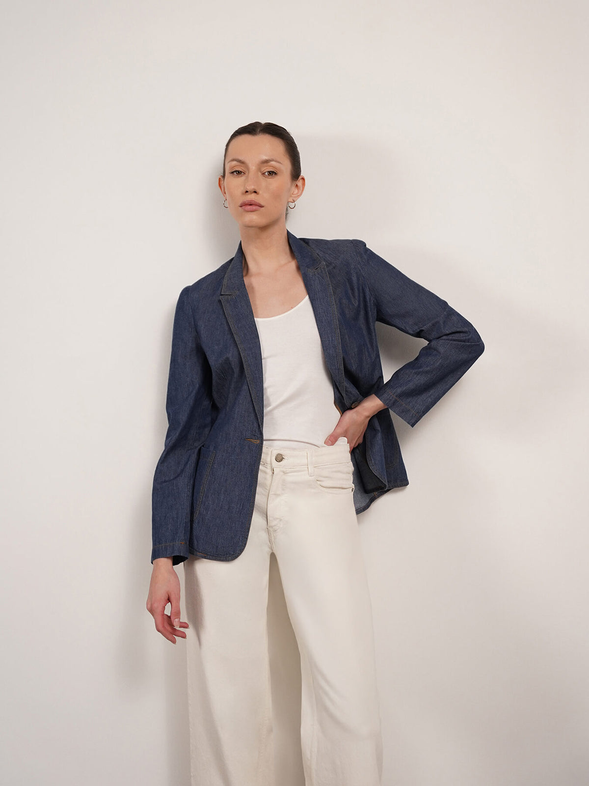 Denim Lapel Collar Jacket - Blue