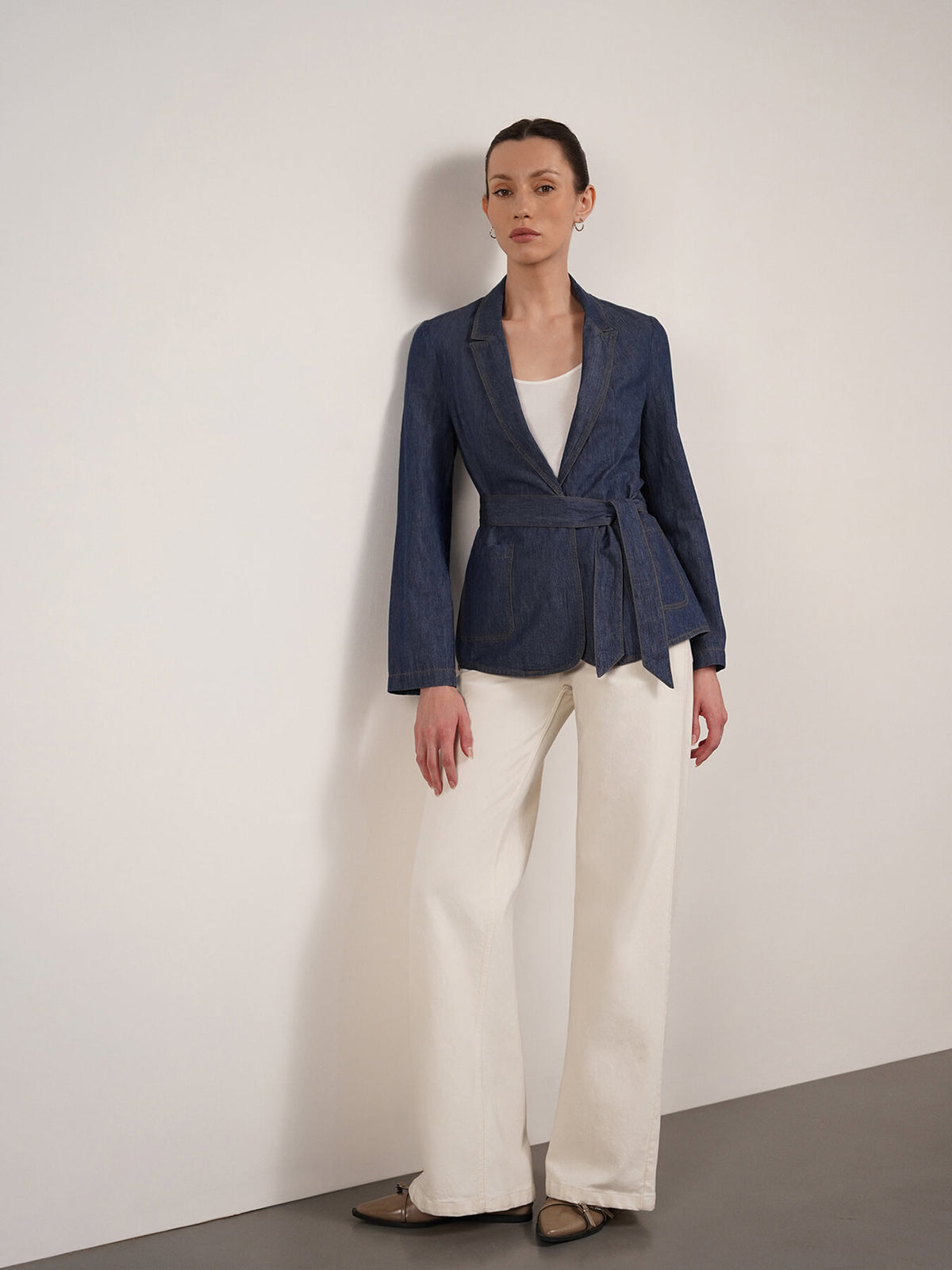 Denim Lapel Collar Jacket - Blue