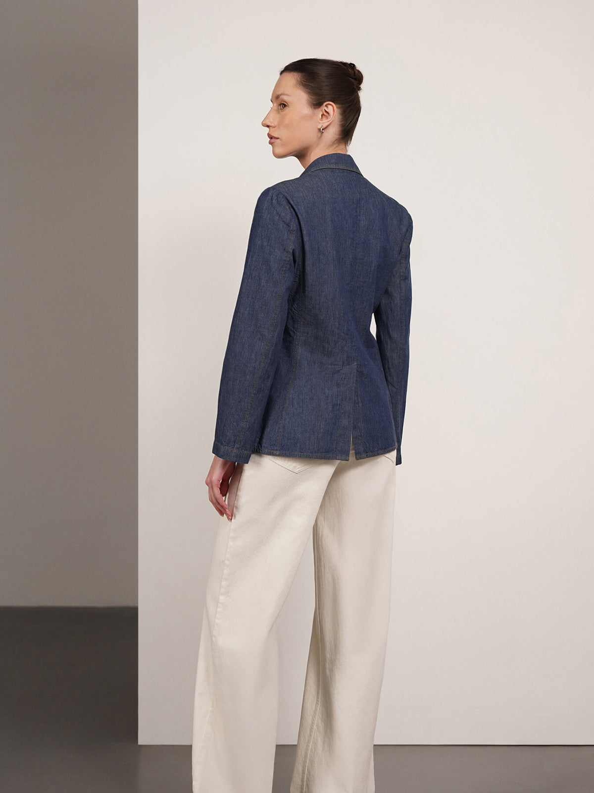 Denim Lapel Collar Jacket - Blue