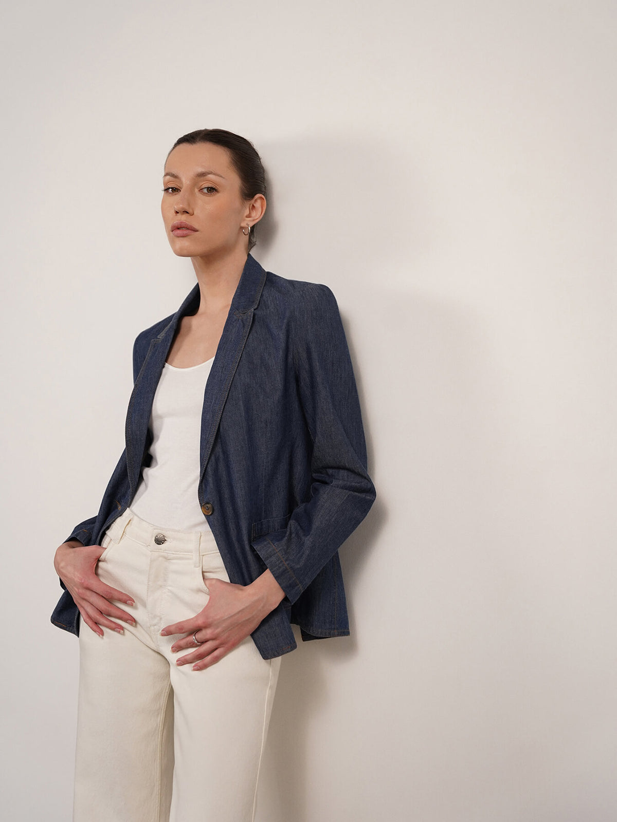 Denim Lapel Collar Jacket - Blue