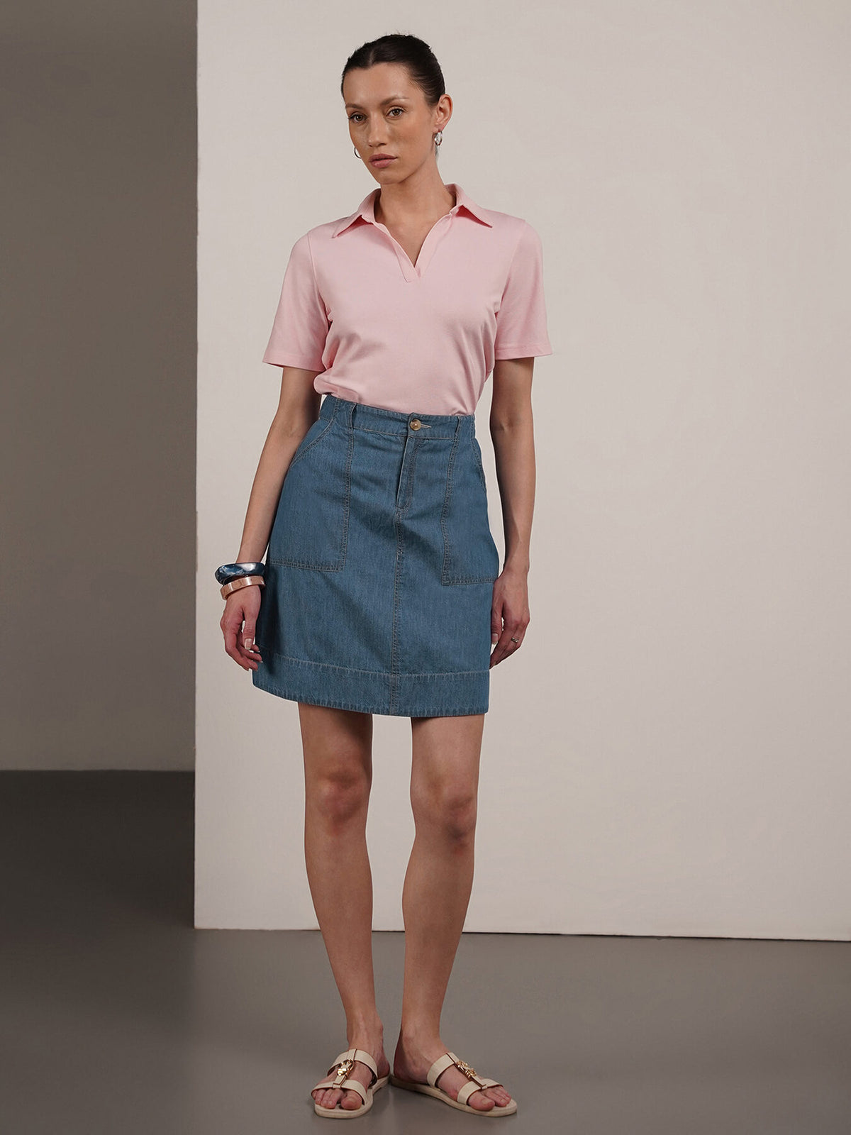 Denim A-Line Skirt - Blue