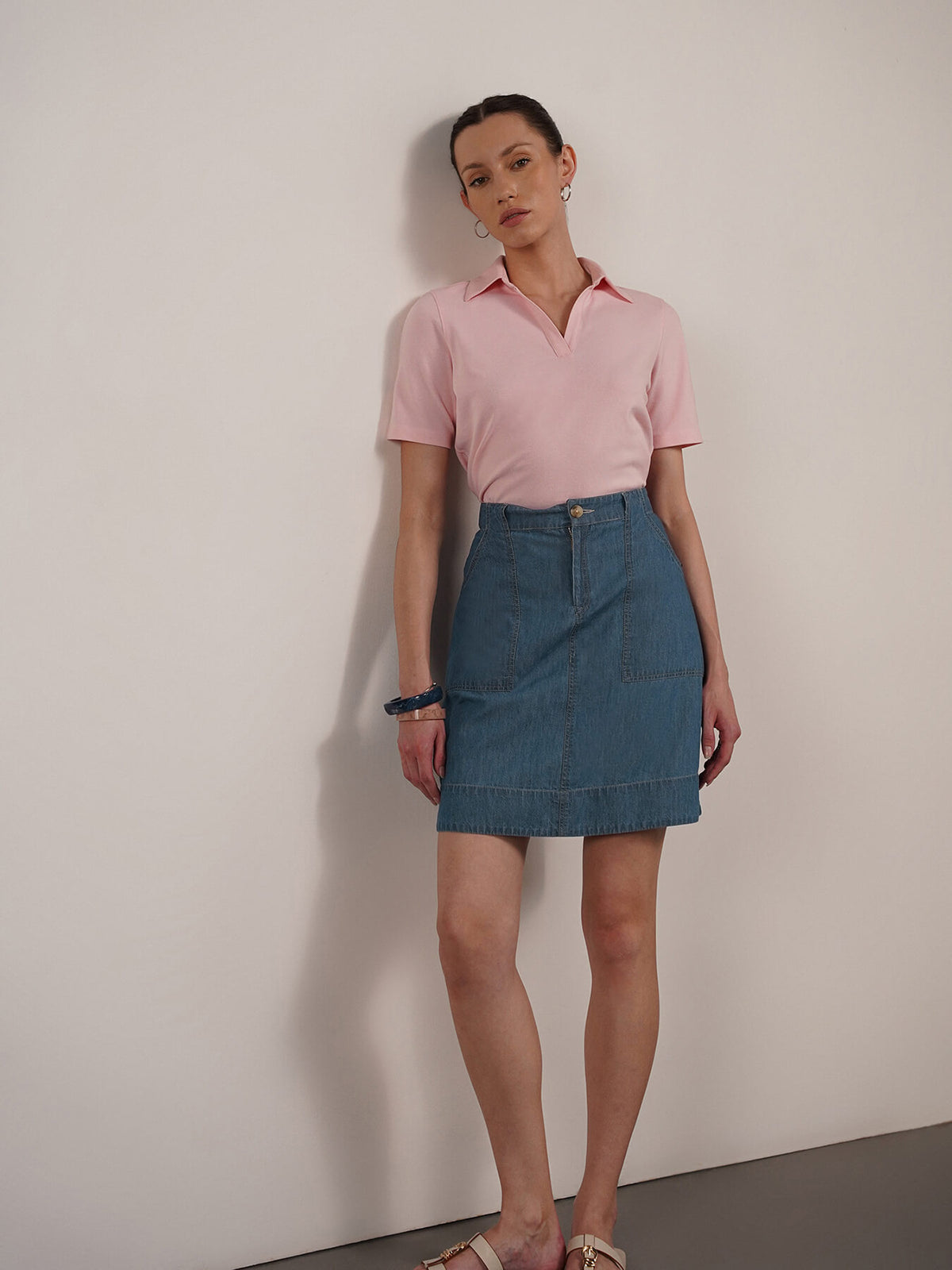 Denim A-Line Skirt - Blue