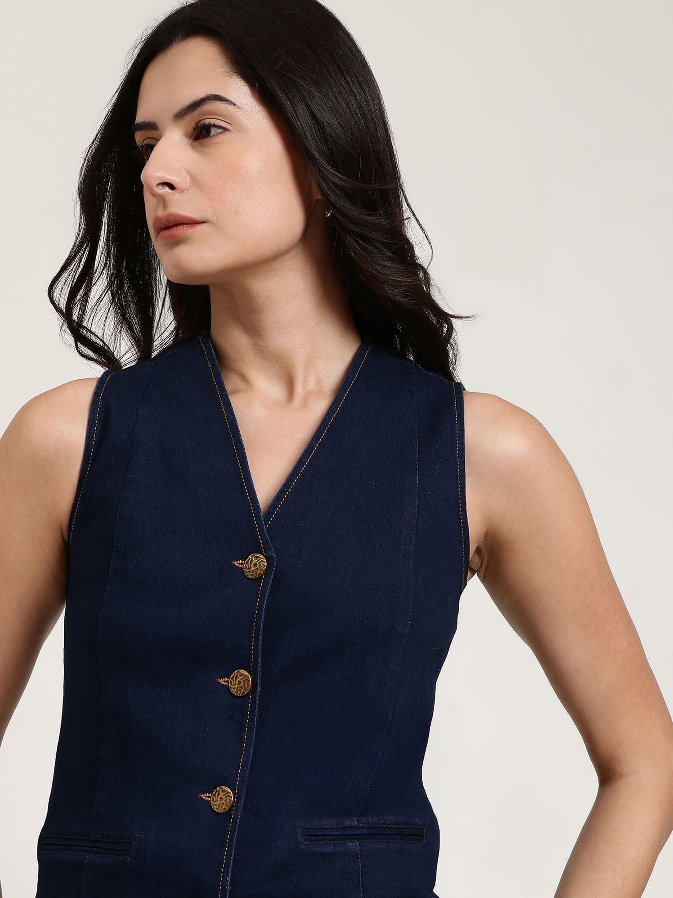 Denim Waistcoat - Navy Blue