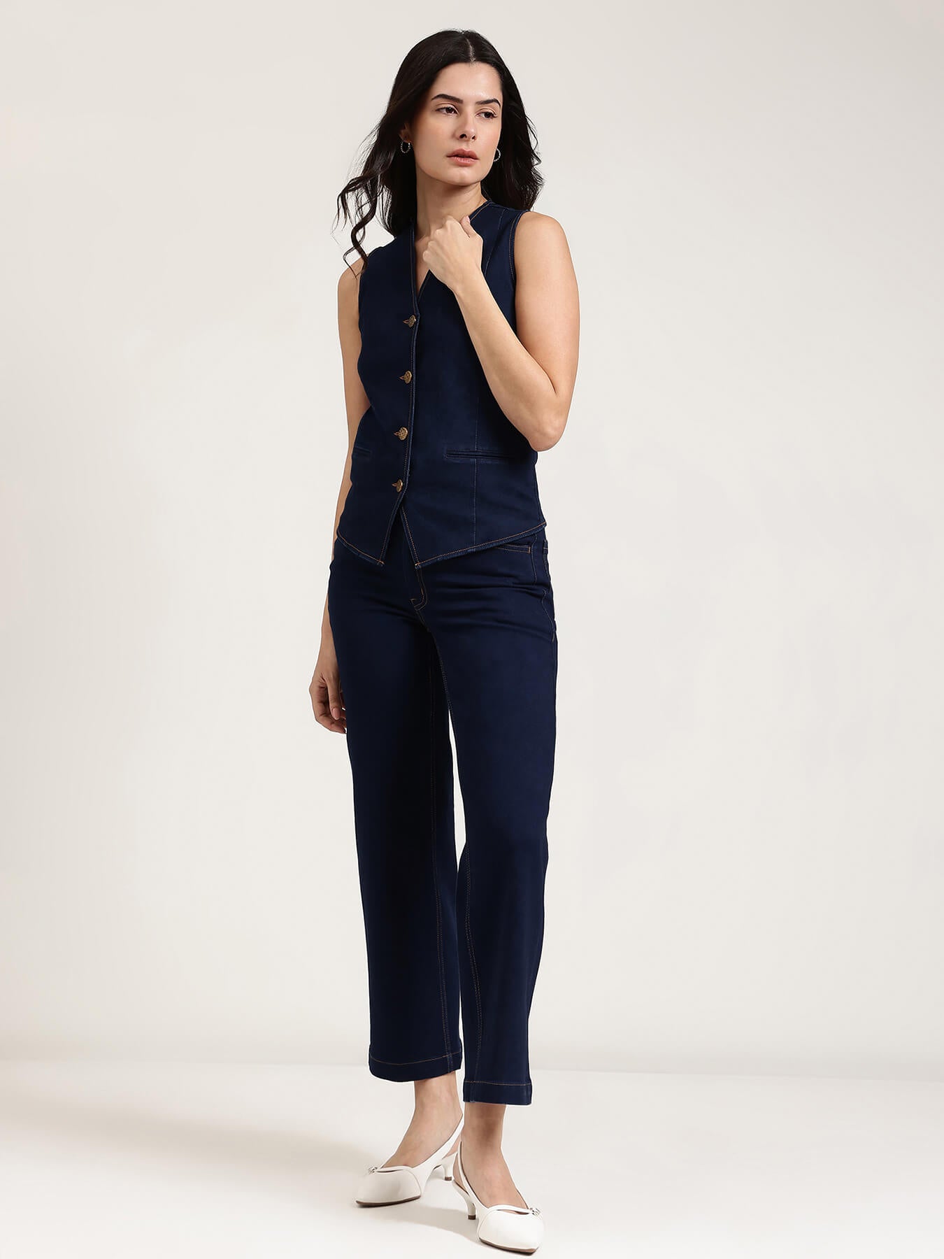 Denim Waistcoat - Navy Blue