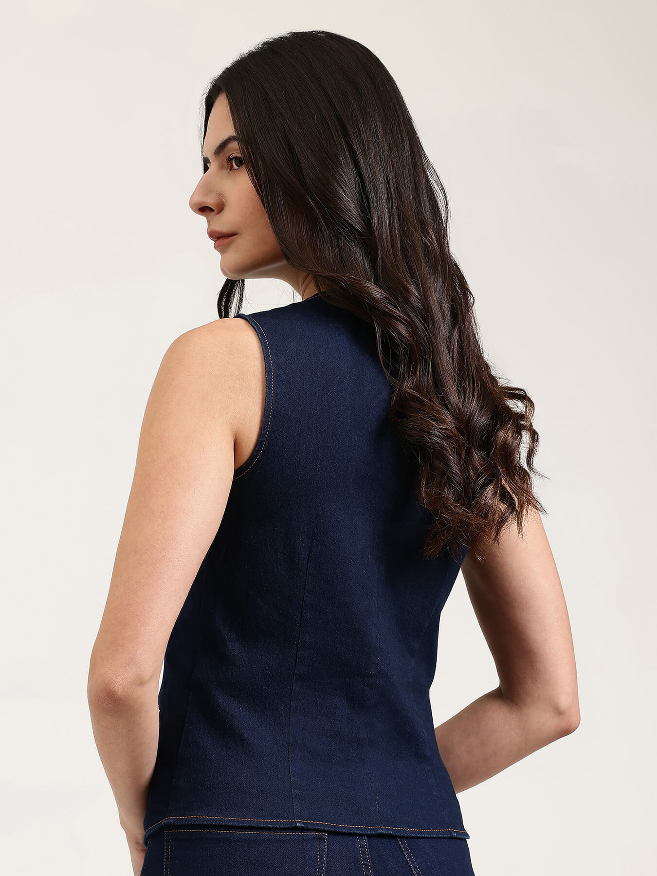 Denim Waistcoat - Navy Blue