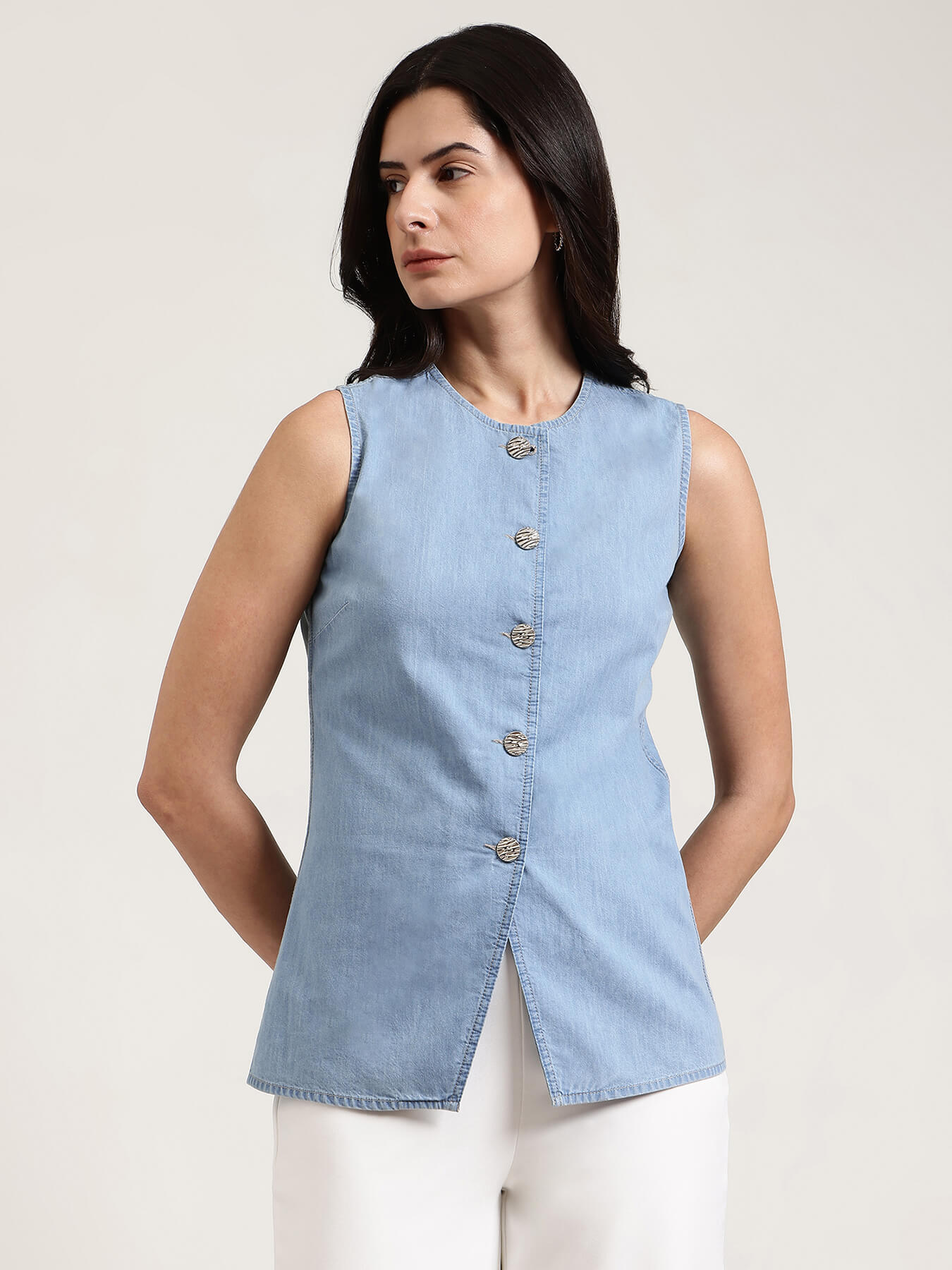 Denim Waistcoat  - Light Blue