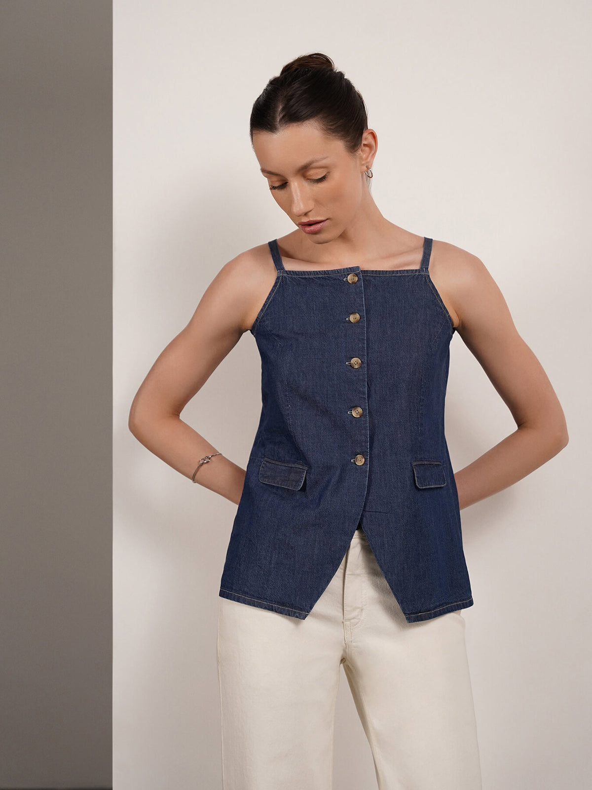 Denim Top - Navy Blue