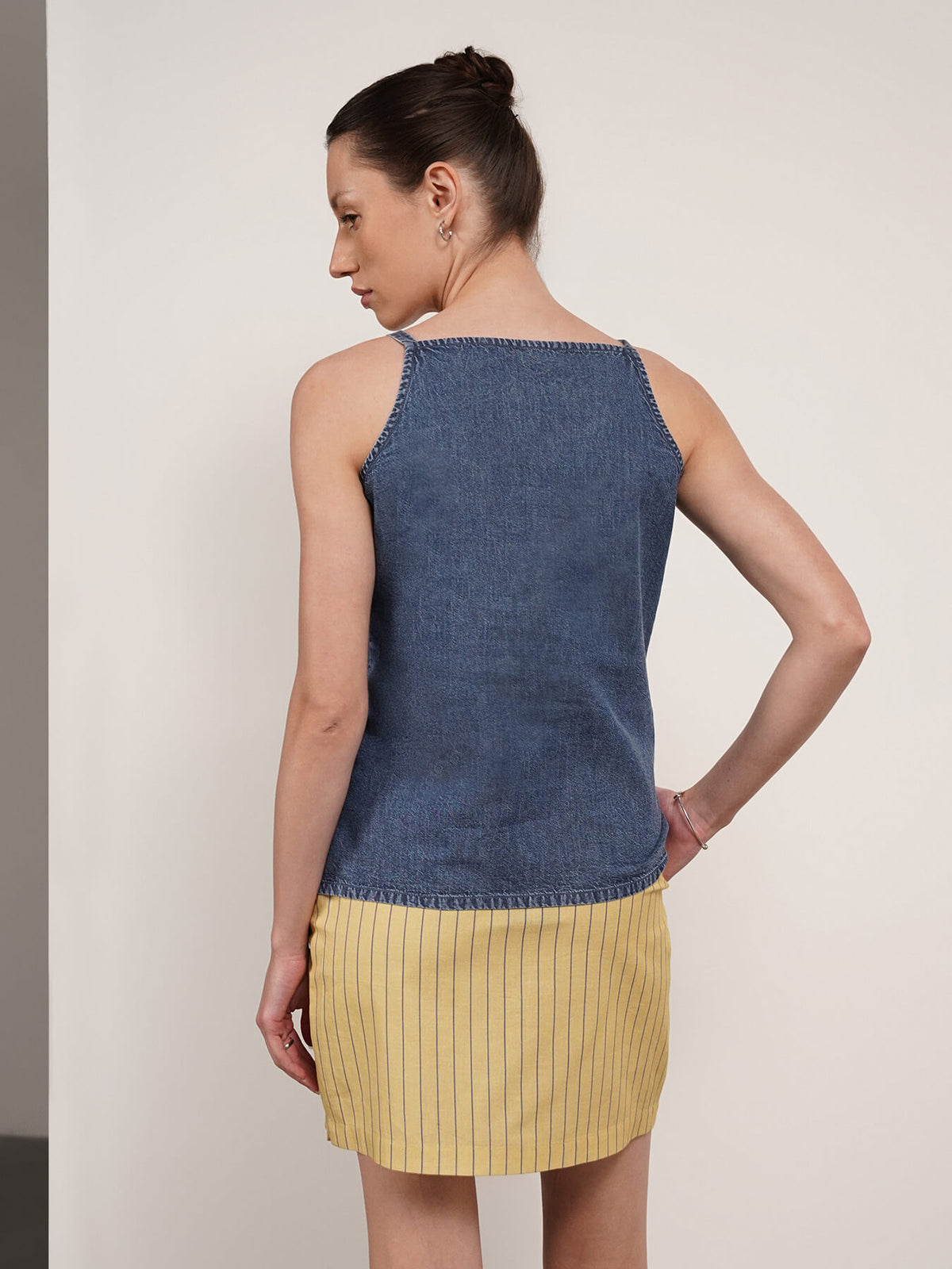 Denim Square Neck Top - Blue