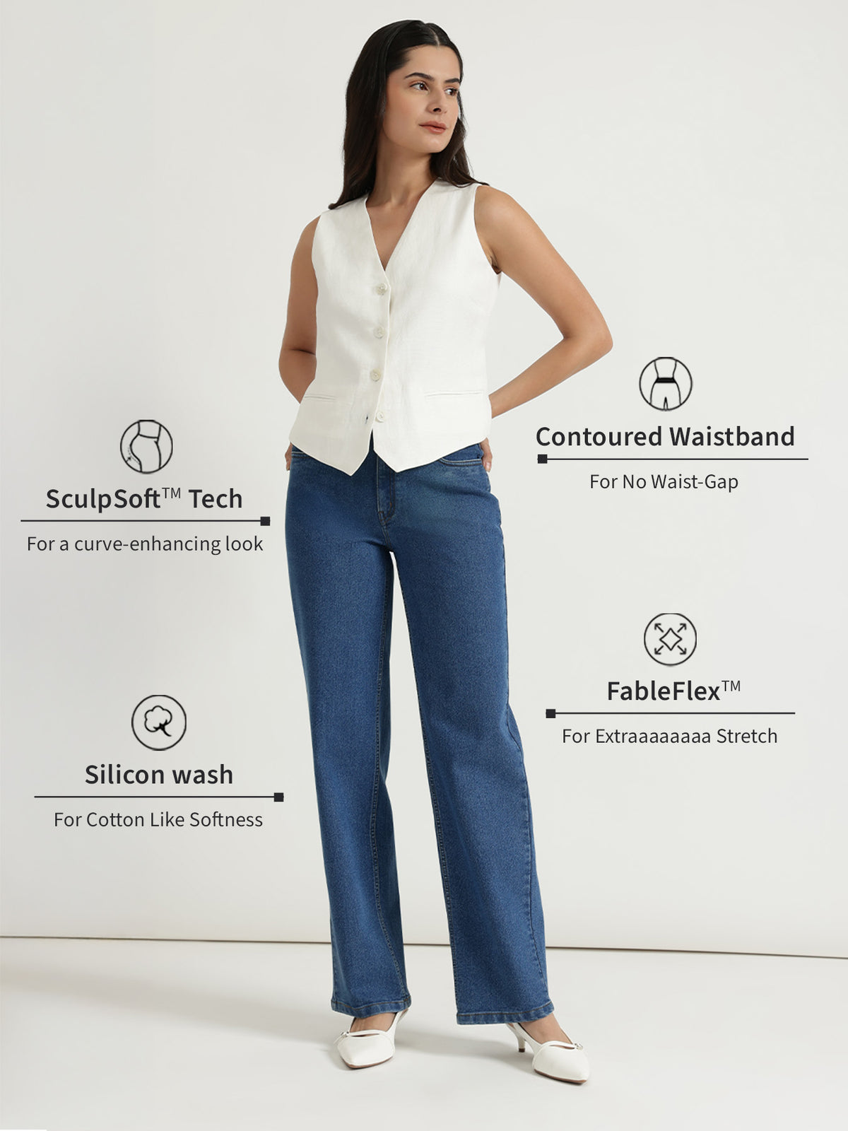 Wide Leg Jeans - Blue
