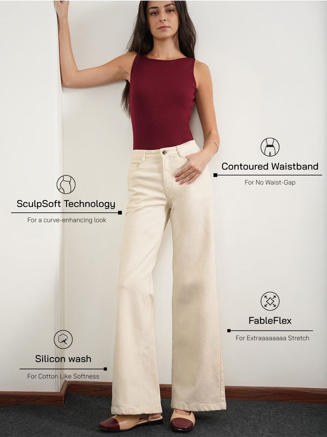 Super Wide Leg Jeans - Off White