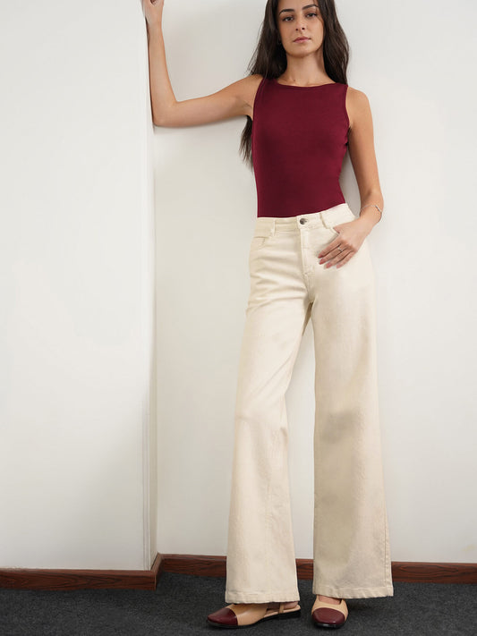 Super Wide Leg Jeans - Off White