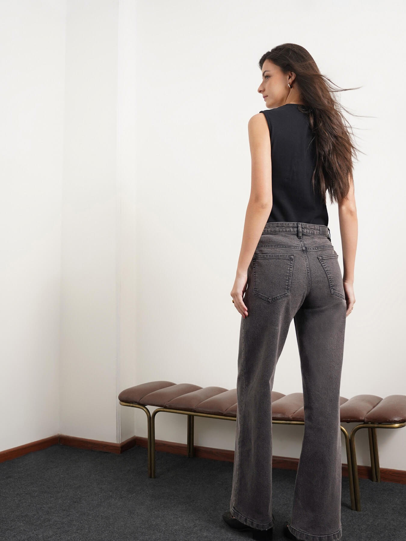 Super Wide Leg Jeans - Dark Grey