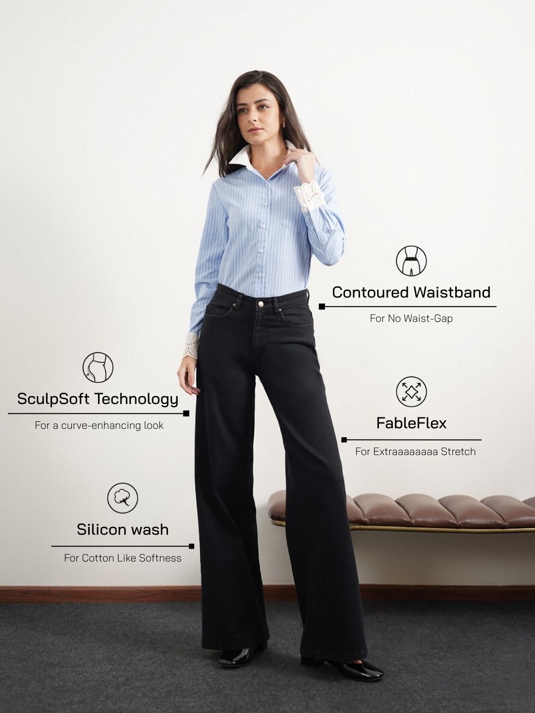 Super Wide Leg Jeans - Black