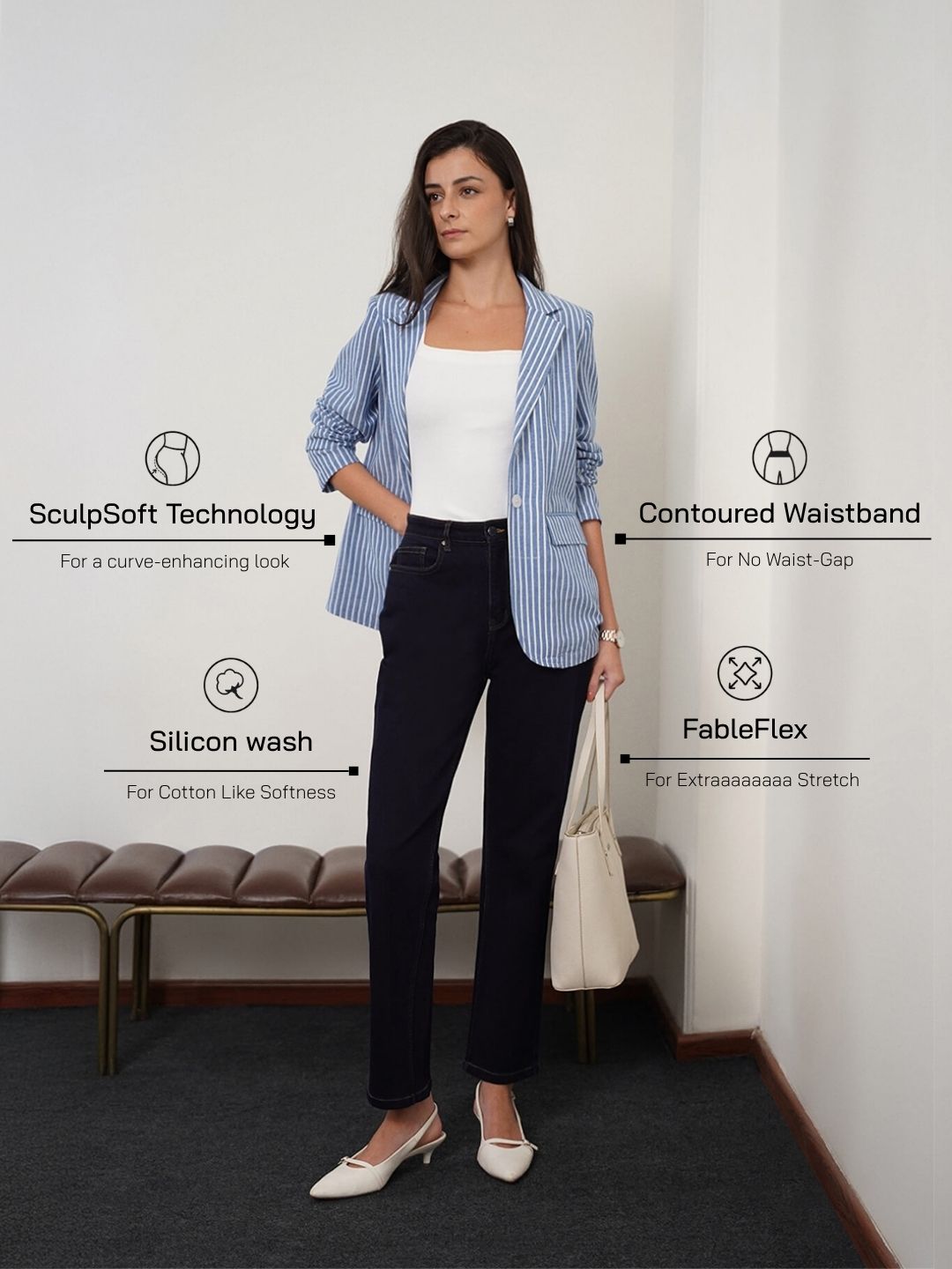 Mom Fit Jeans - Navy Blue