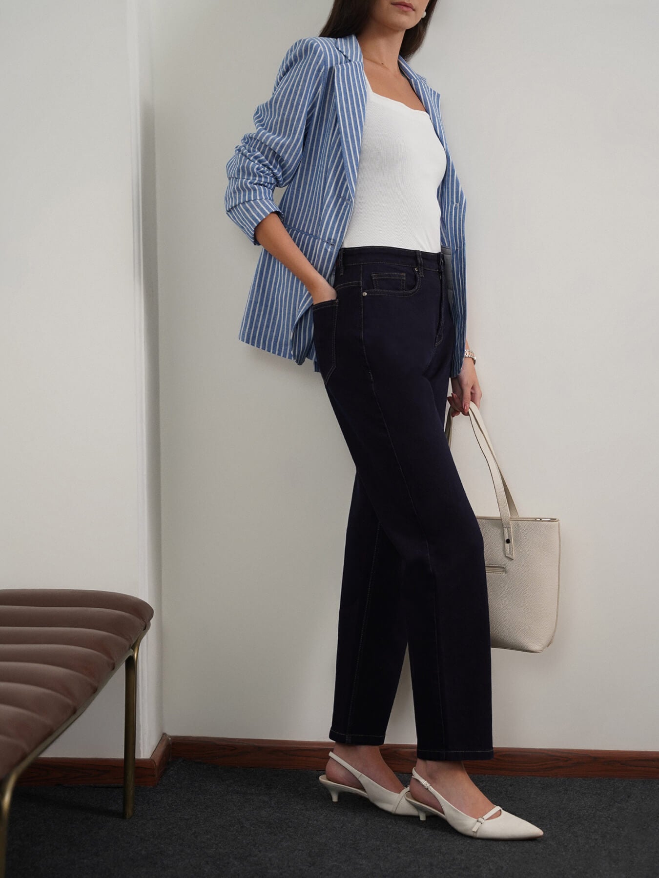 Mom Fit Jeans - Navy Blue
