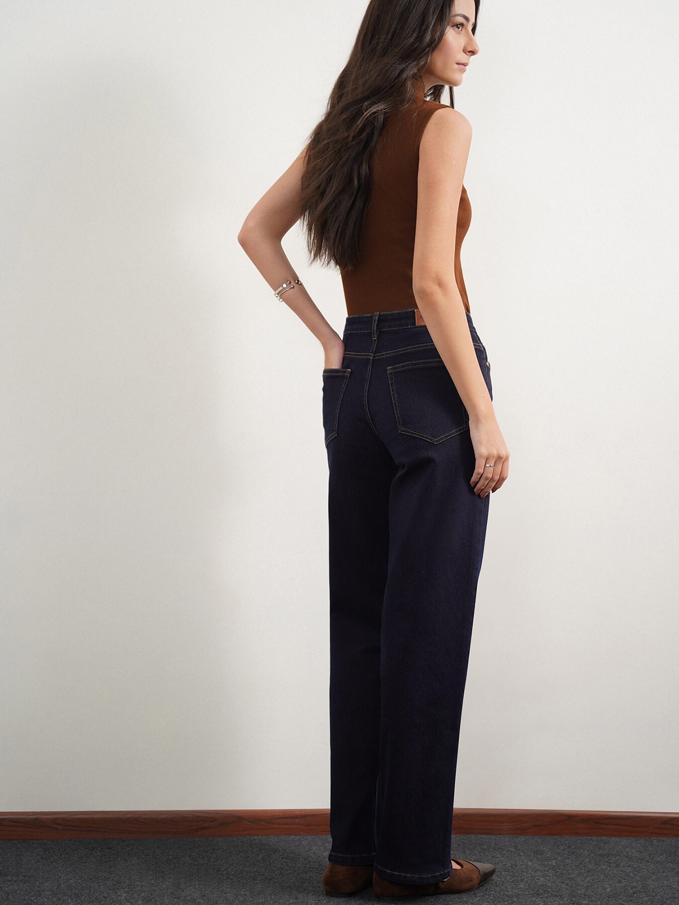Wide Leg Jeans - Navy Blue