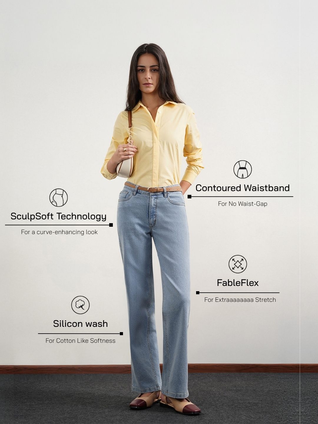 Wide Leg Jeans - Light Blue