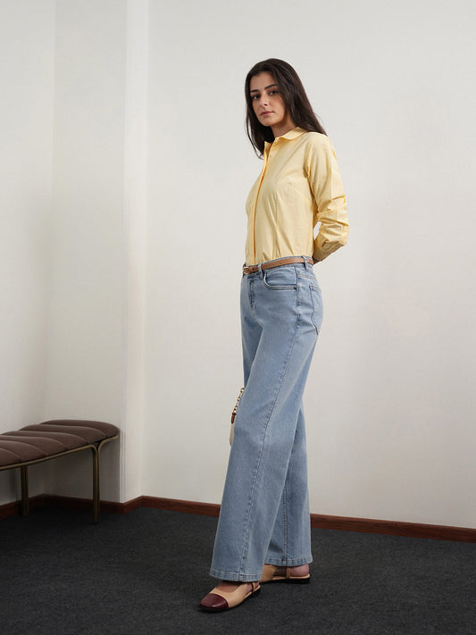 Wide Leg Jeans - Light Blue