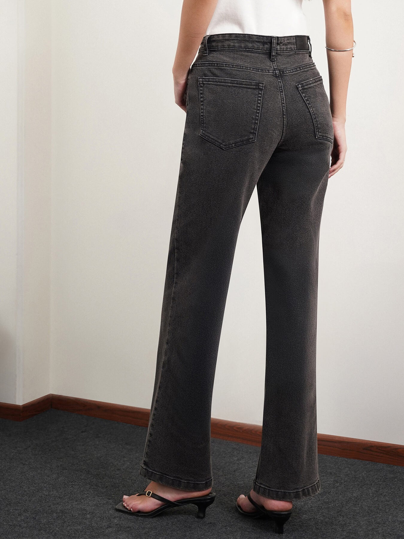 Wide Leg Jeans - Dark Grey