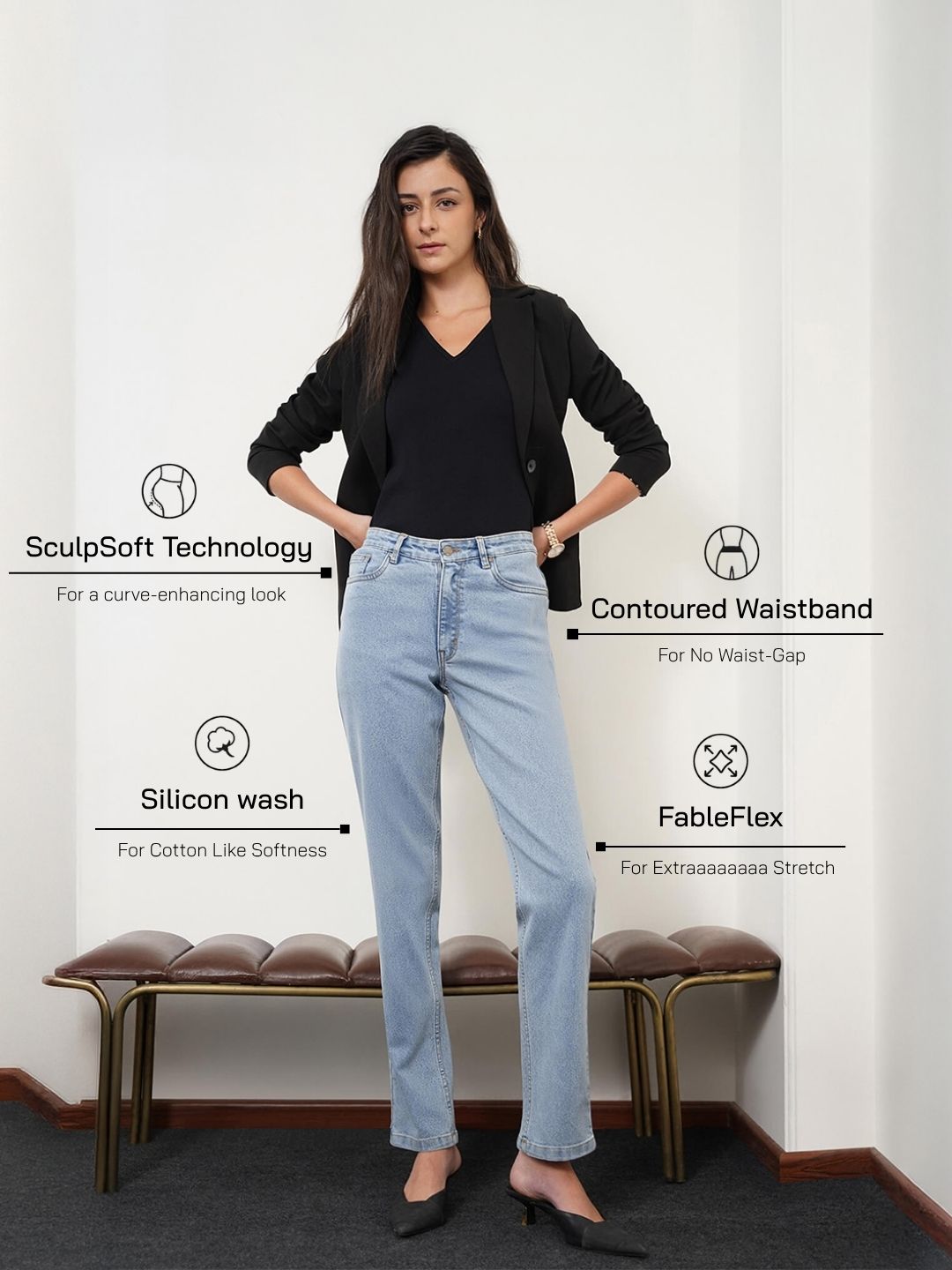 Straight Fit Jeans - Ice Blue