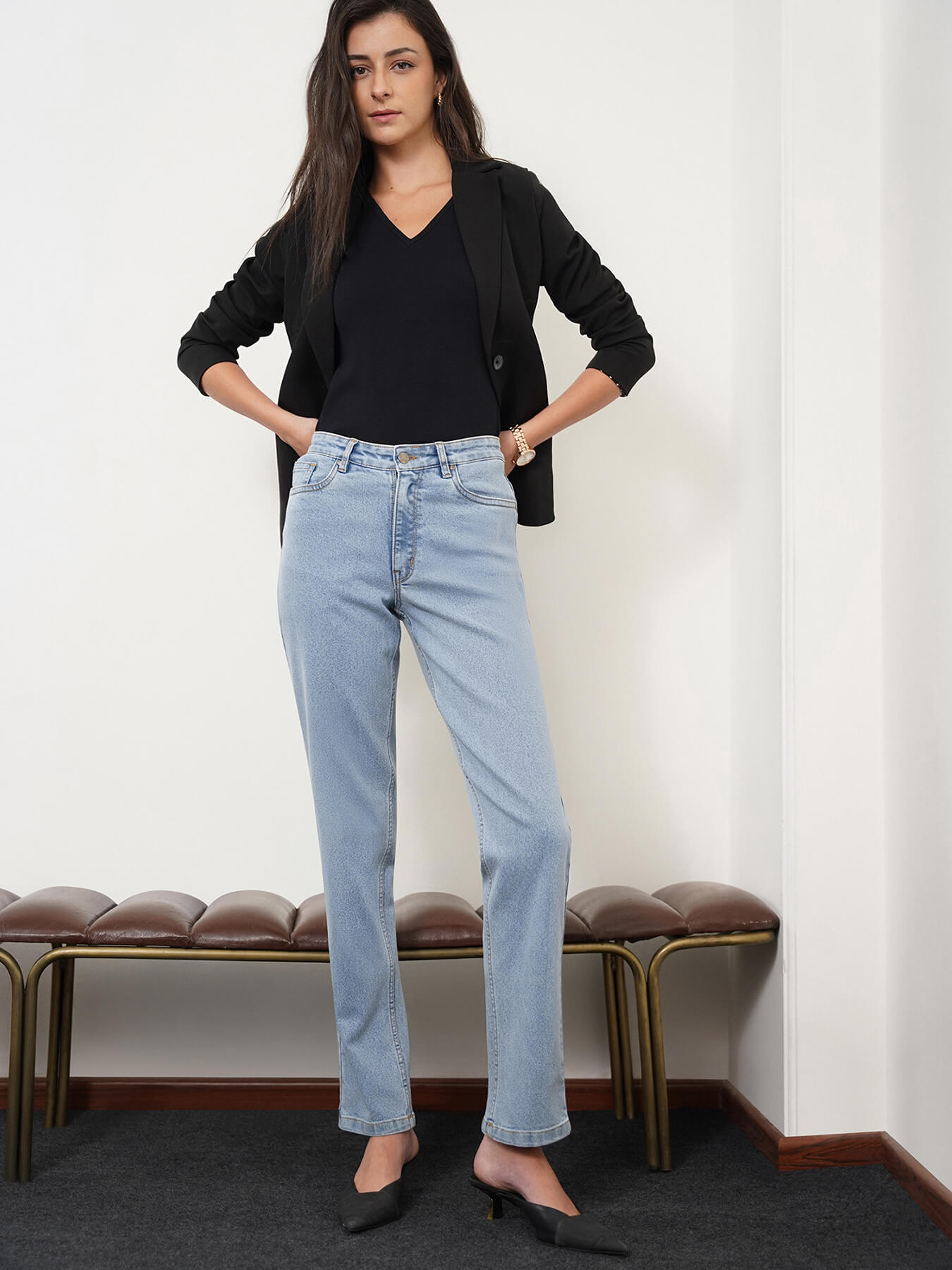 Straight Fit Jeans - Ice Blue