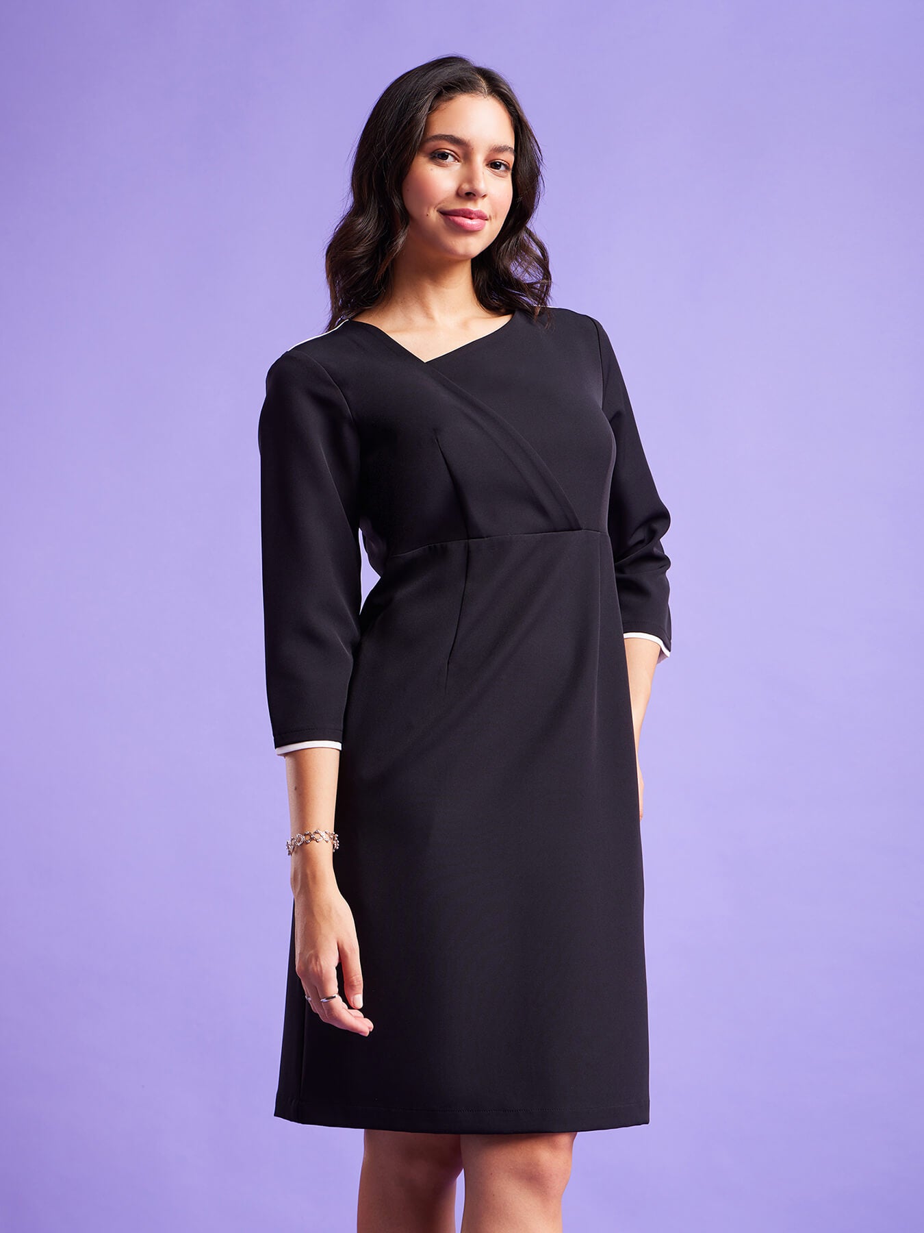 Drape Shift Dress - Black