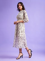 Abstract Print Dress - Off White And Black