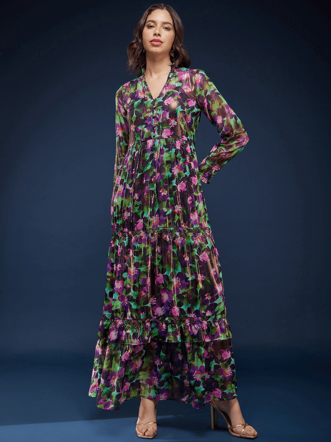 Chiffon Tiered Dress - Multicolour