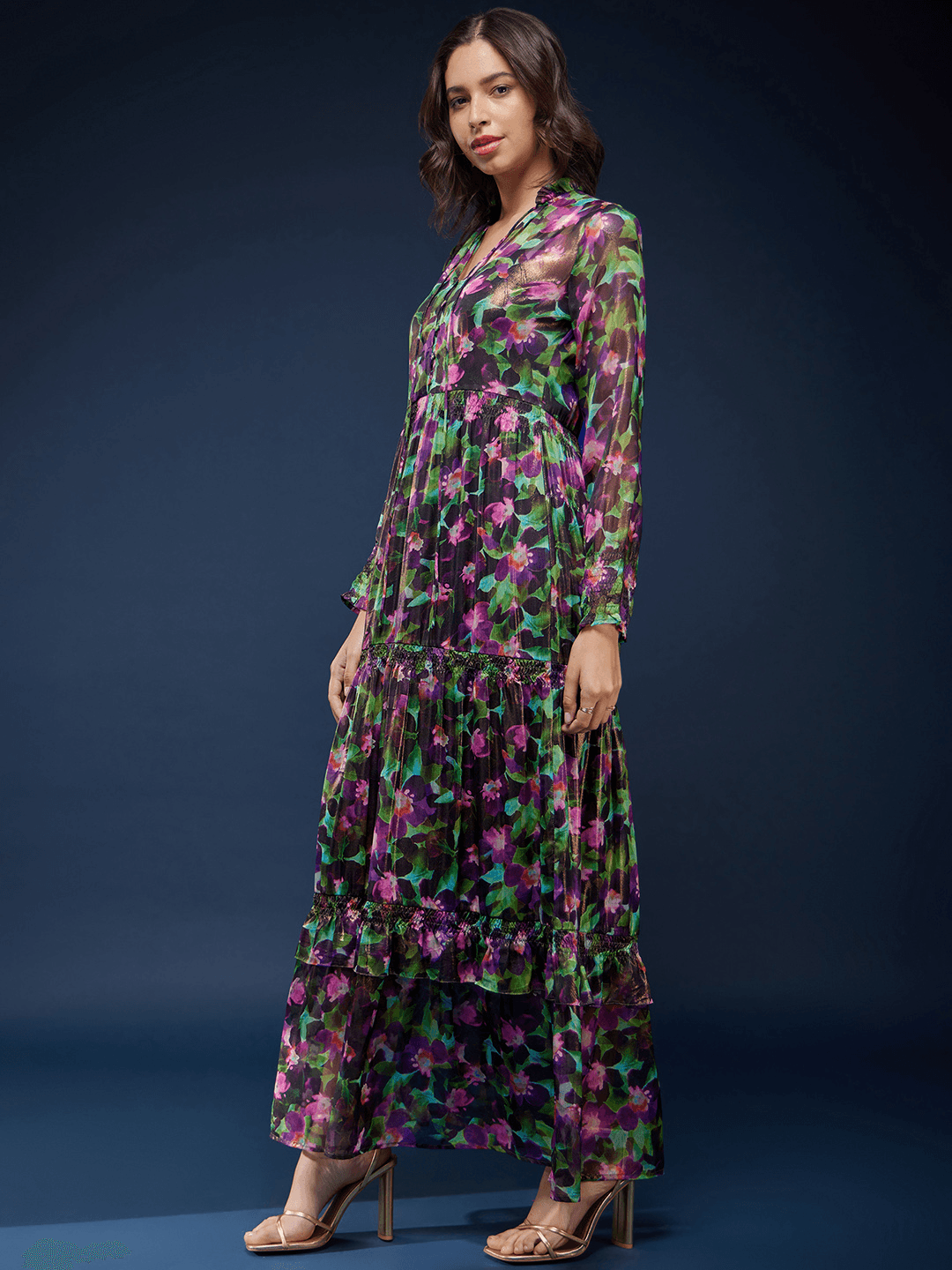Chiffon Tiered Dress - Multicolour