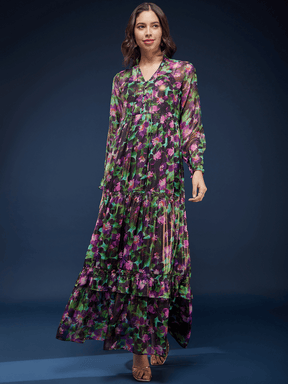 Chiffon Tiered Dress - Multicolour