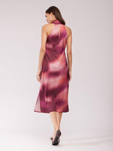 Satin Ombre Midi Dress - Maroon