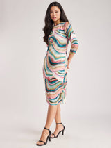 Satin Shirt Dress - Multicolour