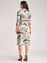 Satin Shirt Dress - Multicolour