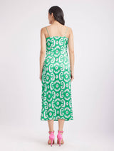 Satin Cowl Neck Dress - Green