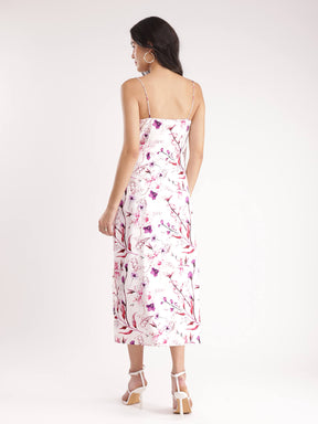 Floral Slip Dress - White And Purple