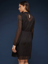 High Neck Chiffon Dress - Black