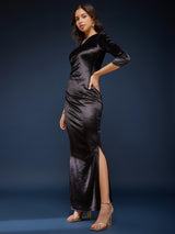 Slit Detail Maxi Dress - Black