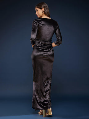 Slit Detail Maxi Dress - Black