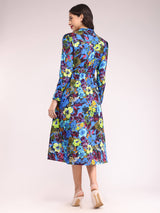 Elasticated Back Midi Dress - Multicolour