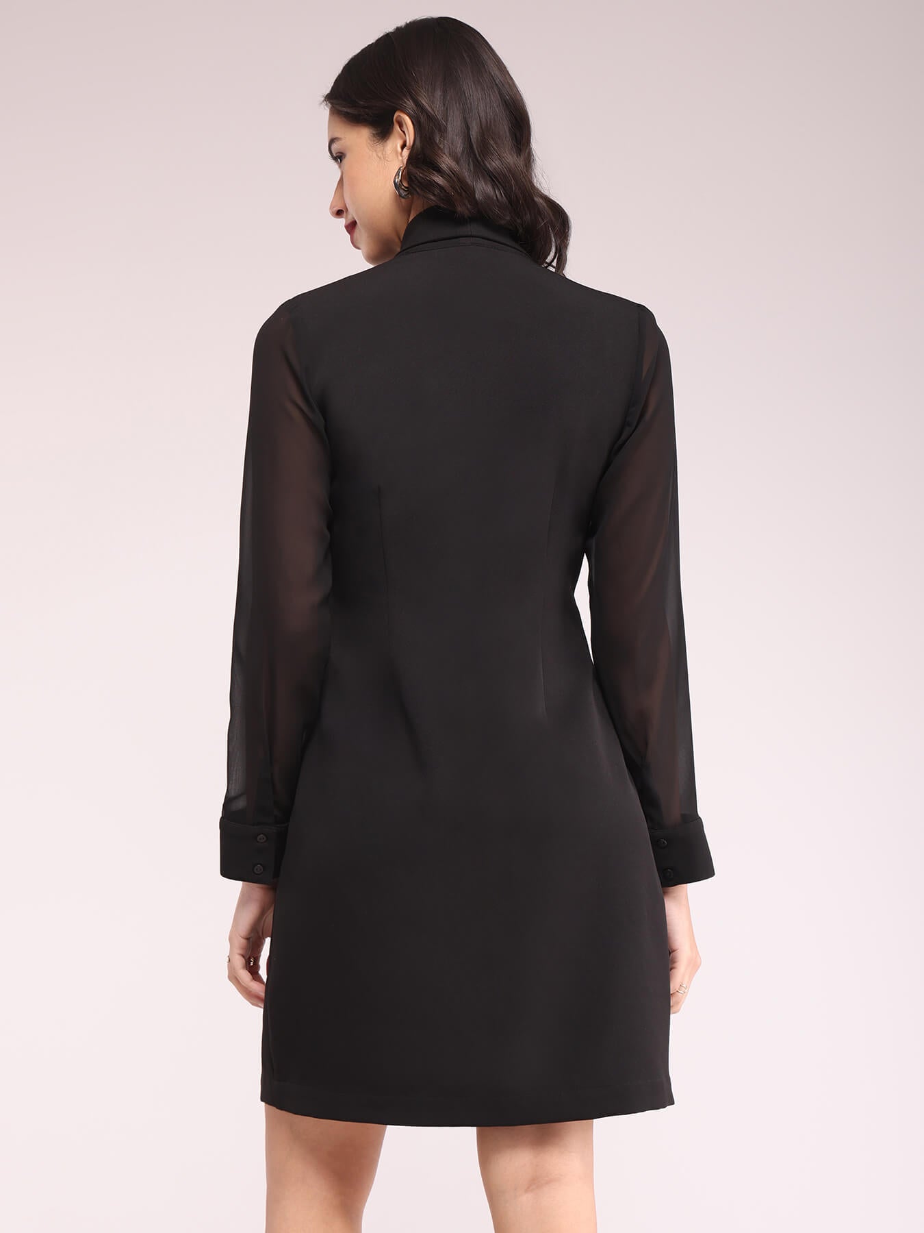 Shawl Collar Blazer Dresses - Black