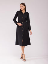 A-line Shirt Dress - Black