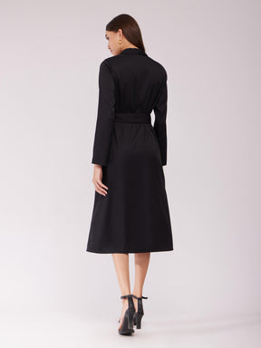 A-line Shirt Dress - Black