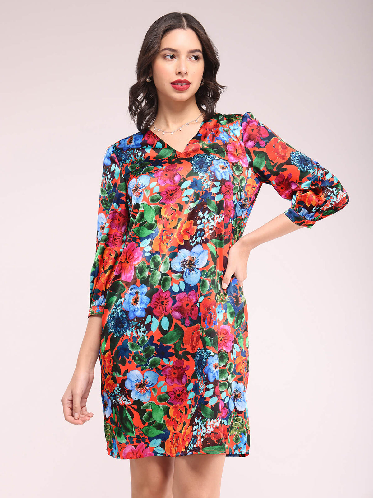 Floral Print Shift Dress - Multicolour