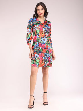 Floral Print Shift Dress - Multicolour
