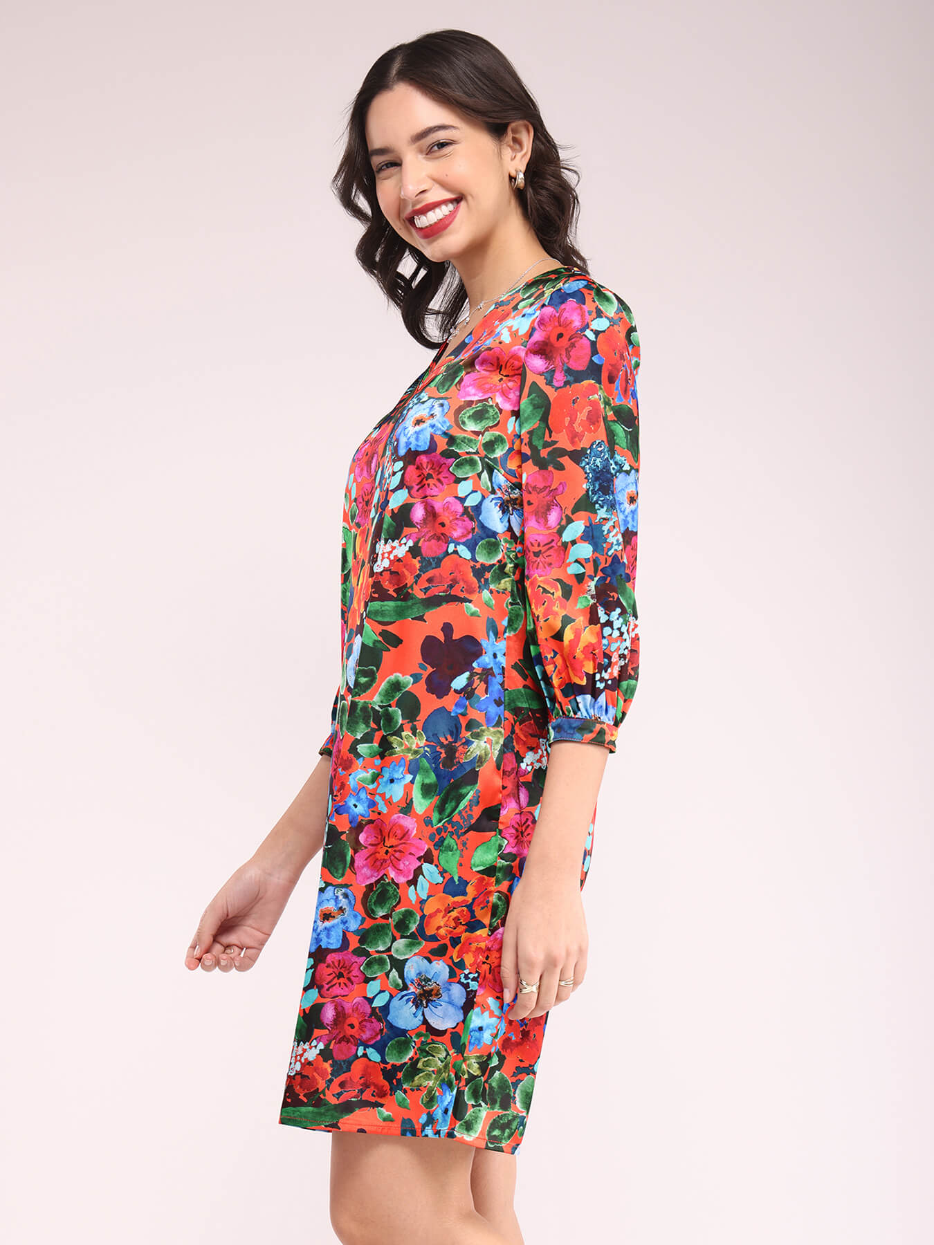 Floral Print Shift Dress - Multicolour