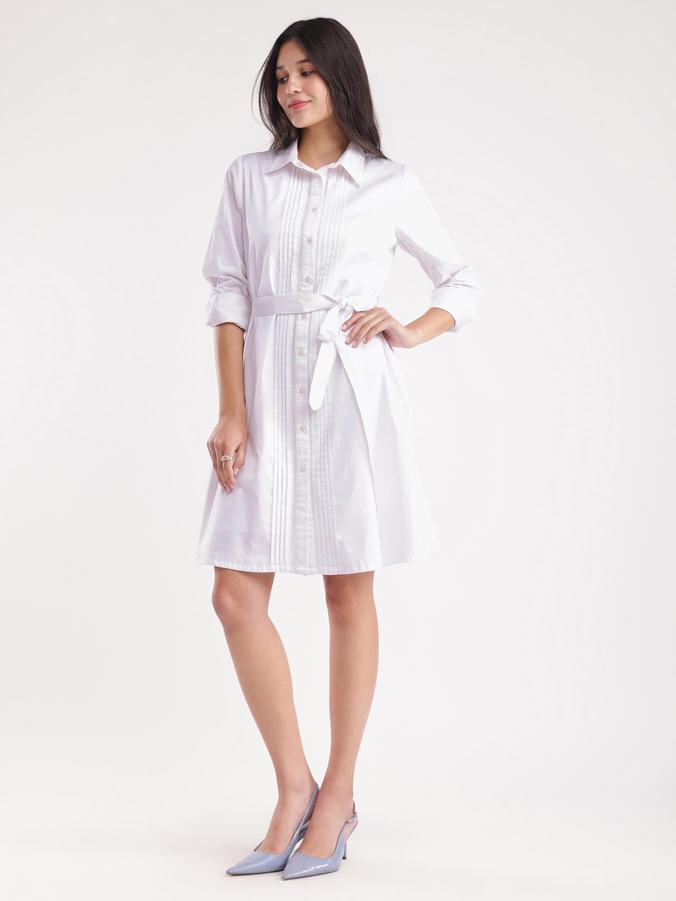 Cotton Shirt Dress - White