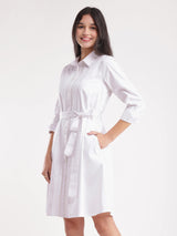Cotton Shirt Dress - White